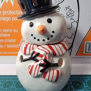 Hallmark Snowman Tea Light Ceramic Christmas Holiday Wax Tart Oil Warmer Used